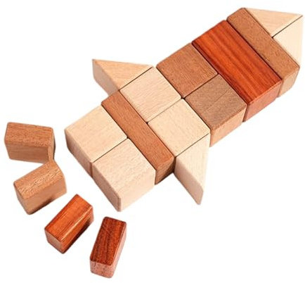 Blocs de construction en bois, 1,3 pouces de jeu d'empilement éducatif Jouets, création de jeu de construction pour les de 5 à 7 ans filles garçons, activité d'apprentissage pour la maison de