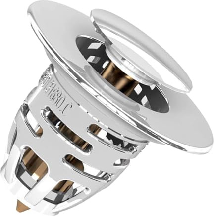 FUTUREORYY Bathroom Sink Drain Plug Stopper with Push Button Click Mechanism, Silver Abs and Copper Material, Anti-cracking and Leak-preventing Design, Suitable for Washbasin and Bathroom