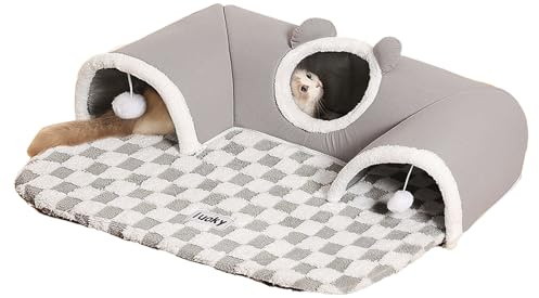 Katzentunnel,Katzenspieltunnel Schlafplatz Kissen Nest - Schlafmatte Haustierzubehör Nest für Katzen Welpen Kleintiere Wohnzimmer Deko Winter Sommer