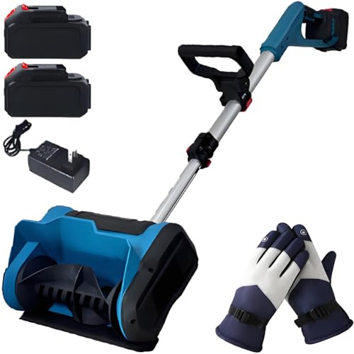 Pala da neve elettrica senza fili - Spazzaneve senza spazzole da 600 W con asta di regolazione telescopica da 93-125 cm, direzione regolabile a 45°, larghezza di pulizia 25,4 cm (10 pollici) (2 batt
