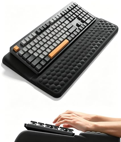 Ergonomic Keyboard Rest & Dual-Function Wrist Rest with Stand - Memory Foam Desk Support & Keyboard Riser/Stand Dual-Tilt Wrist Pain Relief for Office, Home and Gaming