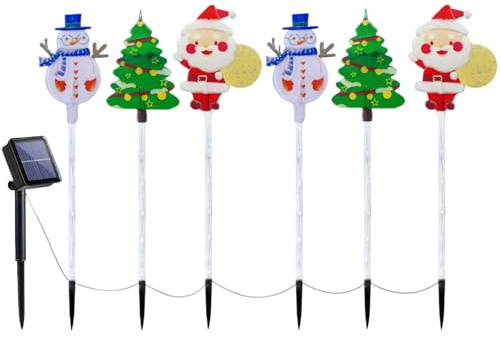 natalizie per vialetti, 6 pezzi, impermeabili, con pupazzi di neve, Babbo Natale, da giardino, per esterni, per prato, patio, passerella, portico, terra, vacanze, cortile