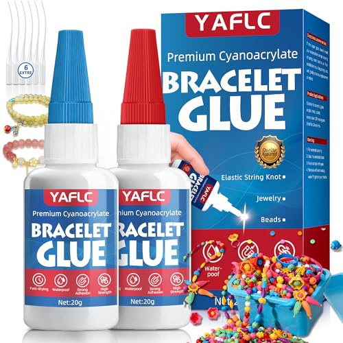 Pegamento Fuerte para Pulsera 40g, Transparente y de Secado Rápido Super Glue, Impermeable Pegamento Pulsera Extrafuerte para Pulseras, Joyas DIY, Collares, Cuentas de Arcilla