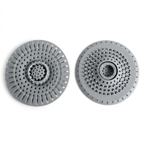 2 Pack Silicone Shower Drain Hair Catcher, Anti-Clogging Sink Strainer & Drain Cover for Bathroom Bathtub Kitchen, Easy Clean Hair Trap Stopper - Grey