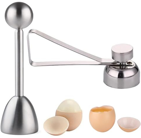 Egg Topper for Boiled Eggs, Boiled Egg Cutter Topper with Two Stainless Steel Openers, Stainless Steel Egg Shell Opener and Egg Peeler, Efficient Tool for Soft Boiled Eggs Preparation