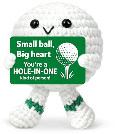 Leseogye Handgehäkelter Golfball Charakter – Lustiges Mutmacher Geschenk für Golfer, Kreatives Golf Geschenk für Männer & Frauen, Kleine Deko für Schreibtisch & Golfbag