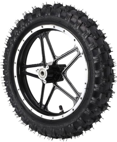 Asixxsix Ensemble de Pneu de Jante de Roue 2.50-10 avec Arbre de 10 Pouces, 12 Mm, pour Dirt Pit Bike, Mini Vélo de Poche, Vélos électriques, Roue en Caoutchouc avec Jante en Alliage (Devant)
