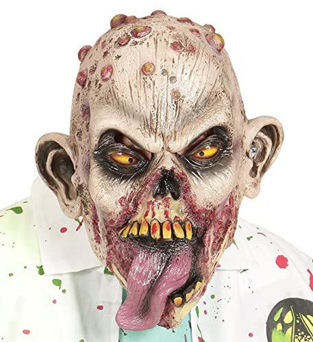 W WIDMANN MILANO Party Fashion 00510 - Halbmaske toxischer Zombie mit Haaren, Psycho, Halloween, Karneval, Mottoparty