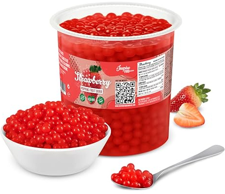 INSPIRE FOOD Bubble Tea Popping Boba Fresa 3.2 Kilogram | Prepara delicioso boba tea en casa | listo para usar sin necesidad de cocinar