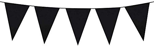 Boland 74702 - Mini Bunting, 1 Piece, Size 11 x 14 x 300 cm, Black, Flag Chain, Hanging Decoration, Foil Garland, Theme Party, Halloween, Carnival, Anniversary, Mourning Party