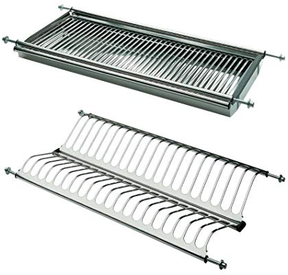Indaux - Escurreplatos empotrado de acero inoxidable con muelles ajustables Kit con recogegotas (60 cm)