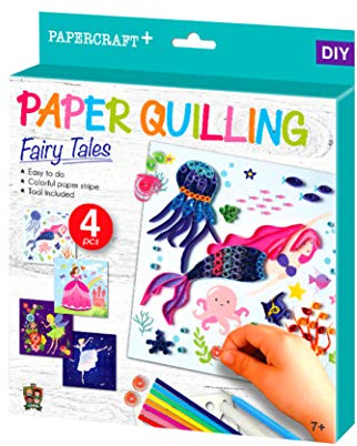 C.S.KIDS PQ02 C.S gör-det-själv konst och hantverk gåvor – sagor | 3D quilling designkit för barn, skapa konst (pappersremsor och verktyg ingår)