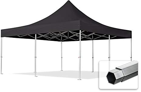 TOOLPORT ALU Pavillon Faltpavillon 5x5m ohne Seitenteile robust und wasserdicht Professional 50mm Partyzelt schwarz schwer entflammbar
