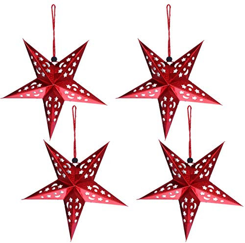 Uonlytech 30CM Papierstern Lampe Papier Weihnachtssterne mit Beleuchtung 3D Leuchtstern Fensterdeko Stern Weihnachten Beleuchtet Weihnachtsbeleuchtung für Weihnachtsbaum Deko