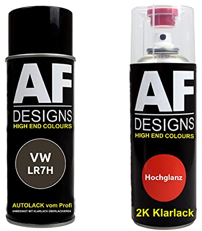 Autolack Spraydose Set für VW LR7H Indiumgrau Metallic 2K Klarlack Basislack Sprühdose Spraydosen 2x400ml