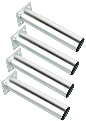 Qrity Aluminium Alloy Furniture Legs, Pack of 4, 200 mm Height Replacement Feet Support Legs for Furniture Table Sofa Bed Desk, Silver