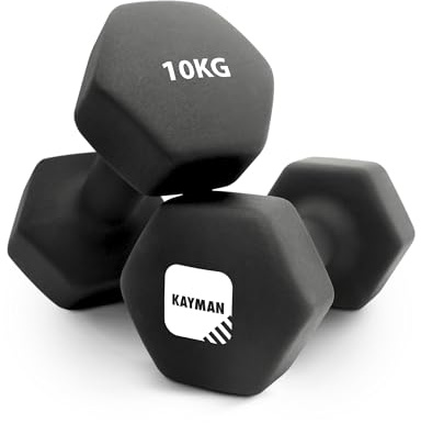 KAYMAN Neopren-Hantel-Paar mit rutschfestem Griff, Sechskantkanten, wasserabweisender Oberfläche und kostenlosem Workout-Poster Guide – Gewichtsset für Zuhause, Fitnessstudio & Fitness-Trainingsgeräte