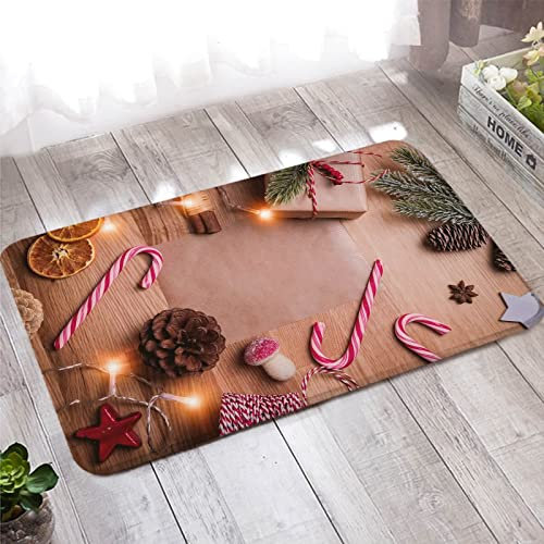 Zerbino da esterno, 40X120cm Tappeto antiscivolo Rosa Brwon Pino Canna Candy Canes Flanella Tappeto Tappeto