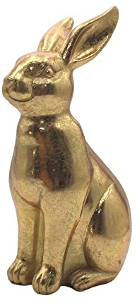 Dekohelden24 Coniglio d'oro in poliresina, coniglietto pasquale, decorazione pasquale, dimensioni: 12 x 8 x 22 cm, L