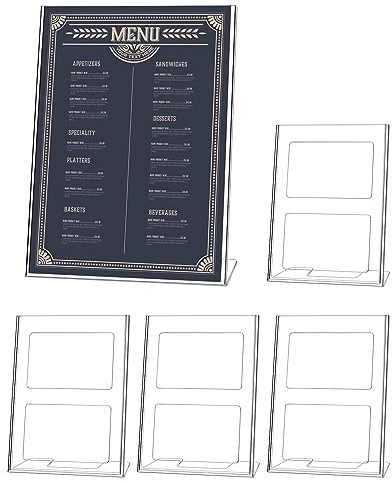 QWORK 5 stück acryl ständer A4, acryl tischaufsteller, schräger aufsteller, für restaurant, büro, geschäft