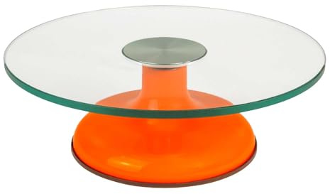 INTIRILIFE Kuchenplatte drehbarer Tortenständer mit rutschfestem Standfuß in Orange - 30 x 10 cm - Teller Platte für Kuchen Torten Runde Servierplatte für Gebäck