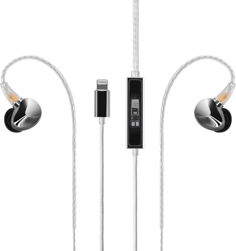 Questyle NHB12 Kabelgebundene Ohrhörer für iPhone mit Kopfhörerverstärker [Apple MFi zertifiziert] True Lossless In-Ear-Kopfhörer mit Lightning-Anschluss, 192 kHz Hi-Res Musik, IEM, HiFi-Stereo,