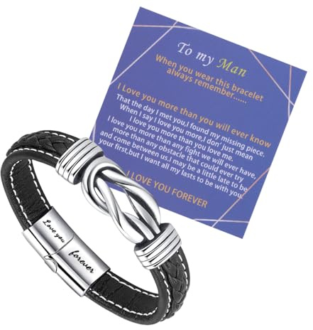 Sranich To My Man Bracelet,Stainless Steel Leather Bracelet for My Man, Christmas Gifts for Man