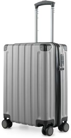 Hauptstadtkoffer Q-Damm - Handgepäck 54x37x21, TSA, 4 Rollen, Reisekoffer, Hartschalenkoffer, Rollkoffer, Handgepäckkoffer, Bordgepäck Koffer, Silber