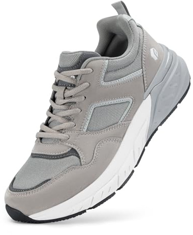 FitVille Extra Ancho Zapatillas Hombre Zapatos Deporte Antideslizantes Sneaker Running Transpirables Caminar Gris 46 EU Ancho