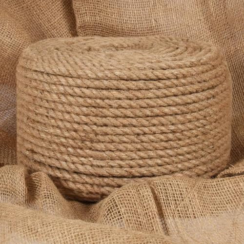 ShGaxin 100 % Juteseil, Weidenrolle, Bastelseil, dekoratives Seil zum Häkeln und Stricken, Garnspulen, Kordelkorb, Geschenkverpackung, 12 mm, 250 m