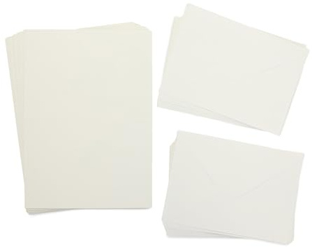 Crafter's Companion - Tarjetas y sobres A5 marfil - Paquete de 50 - Incluye 25 tarjetas blancas en blanco y 25 sobres a juego - Ideal para una variedad de ocasiones