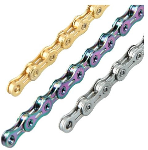 GOFDASY Rennradkette X 8, 9, 10, 11, 12, 24, 30, 33 Gänge, EL, halblöch, SL, ultraleichte Glieder, Rennsport, Gold, Silber (X12SL, bunt)
