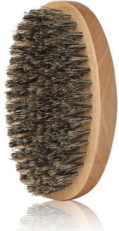 Spazzola per barba, ovale, con setole di cinghiale per la cura quotidiana della barba, utilizzabile con tutti i balsami e gli oli
