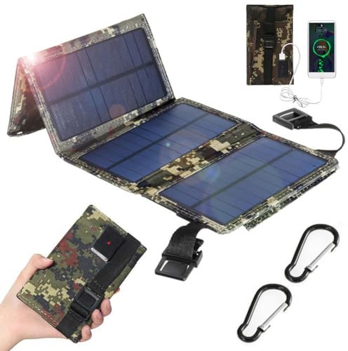20W Solarpanel Faltbar, 5V Tragbar Solar Ladegerät mit USB Port für Phone Tablets Bluetooth-Headset Kamera Outdoor Wasserdicht Solar Panel für Wandern Camping Fisch
