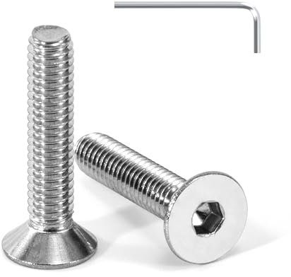 Tunejoy Vis à Tête Fraisée M4 x 20 mm Vis à Six Pans Creux en Acier Inoxydable A2 V2A à Tête Fraisée Hexagonale avec Clé Allen Filetage Complet 20 Pièces