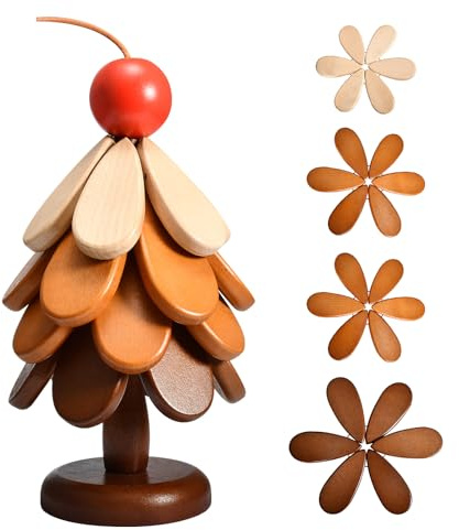 Wooden Christmas Tree Shaped Coasters for Home Décor, Enterway Decor, Dinner Table or Coffee Table Décor. Wooden Trivets for hot Dishes Wooden Tree Trivets Set for Hot Pans, Bowls or Plates. (Apple)