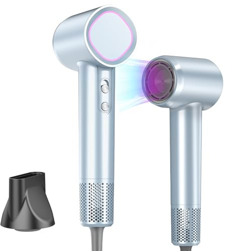 HEXTEK Ionen Haartrockner, 29s schnell trocknender Reiseföhn, 160.000 U/Min Hochgeschwindigkeits-Föhn mit bürstenlosem Motor,500 Millionen Negativ-Ionen,59dB leise,ideal für Reisen und Zuhause(Blau)