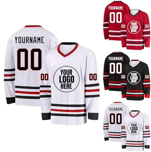XYYYHTL Personalisiertes Eishockey Trikot Herren Damen Gestalten Sie Ihr Hockey Trikots mit Ihrem Namen/Team/Nummer