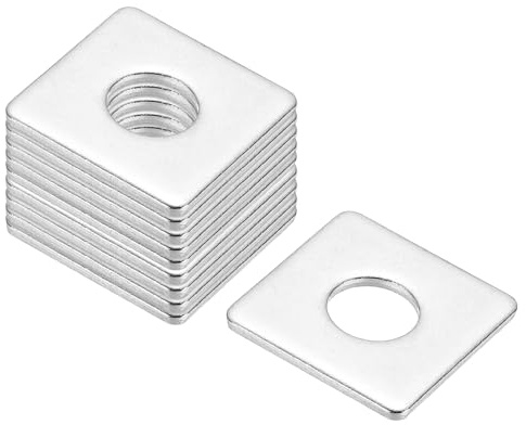 PATIKIL Arandelas Cuadradas M10x25x2mm, 36pcs Arandelas De Placa Cuadrada Arandelas De Montante Cuadrado Placa De Soporte 304 Acero Inoxidable Espaciador Plano Herraje Tuerca Perno Junta
