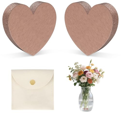 Blumendünger Alternative für Frische Blumen, Kupferblech hält Vasenwasser klar, Einfach in die Vase stellen, Wiederverwendbar Reiner Kupfer Pflanzendünger (Herz)