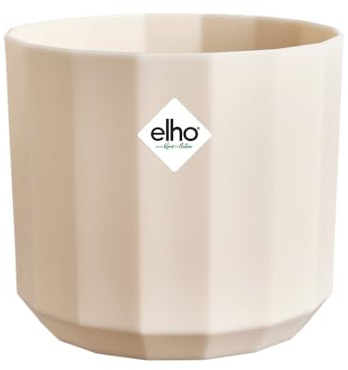 Elho Facet Round 17cm - Vaso per Piante da Interni - 100% Plastica Riciclata - Ø 16.6 x H 14.9 cm - Rosa/Rosa Mandorla