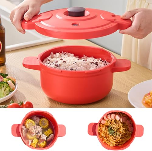 Autocuiseur à micro-ondes multifonction pour micro-ondes, rice cooker, vegetable steamer, or pasta cooker, Cuisine Saine et Rapide, pour la cuisine, pour préparation rapide de riz, légumes et pâtes