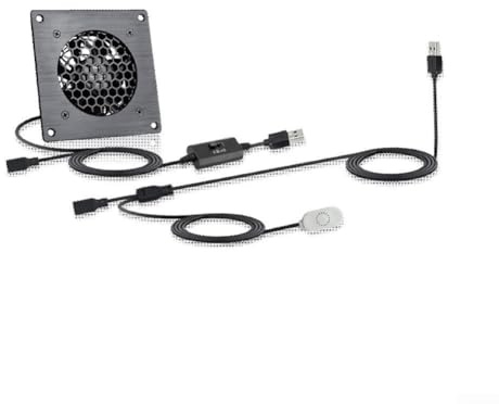 Oniissy Ventilador de refrigeración USB de 80 mm con control, para diseño de flujo axial y múltiples ajustes de velocidad, funcionamiento silencioso de 25 dB para router, PC, AV y gabinete de consola