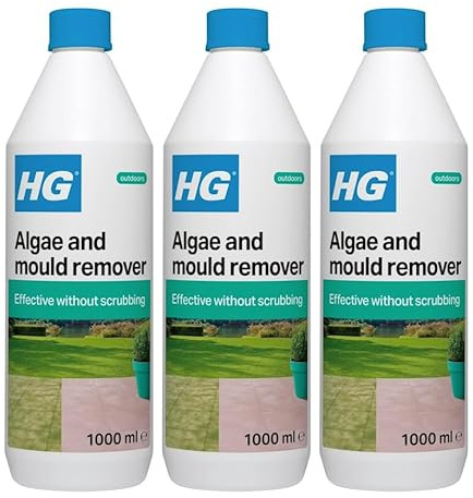 HG Algae & Mould Remover | Concentrated Patio & Path Cleaner | Stone-Safe Biocide for Paving Slabs & Outdoor Areas | 1L (Pack of 3)