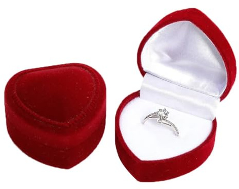 DOKRIN Boîtes à bijoux 2 écrins rouges pour alliances, coffrets cadeaux de fiançailles, écrins rouges pour alliances, demandes en mariage romantiques, écrins pour alliances