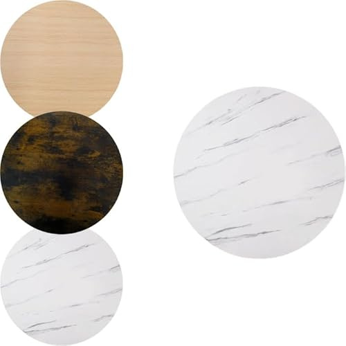 Top rotondo di ricambio per patio esterno, 90 cm, in legno bianco con venature di pietra, per cucina, giardino e bancone, da 7,8 a 91,4 cm