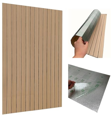 3m²- 5 x Wandpaneel Lamellen 100x60 cm Selbstklebend, – 5 Stück PVC + PE-Schaum 2,8 mm – Holzoptik – 3D Wandverkleidung Dekorpanel für Wohnzimmer, Schlafzimmer, Bad – Abwaschbar & Wasserfest (LO2