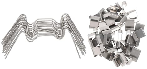 DIYEAH Clip de Fijación Inoxidable para Paneles de Vidrio de Invernadero 100 Piezas 50 Clips Tipo W Accesorios Resistentes para Acristalamiento en Jardín Protección contra Viento y
