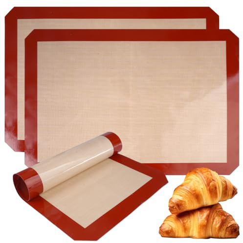 3 Piezas Tapete Silicona Horno Sin BPA para Pan, Galletas, Macarons | Tapete De Silicona para Horno Antiadherente Reutilizable, Alfombrilla para Hornear Silicone Resistente a Altas Temperaturas
