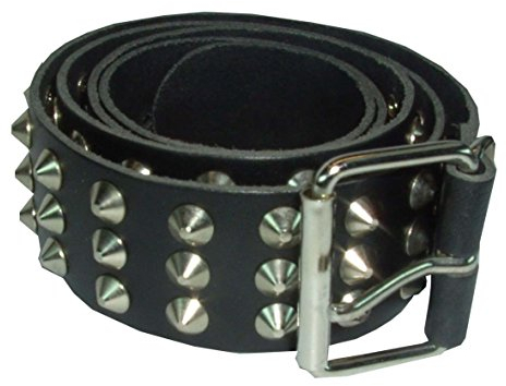 Unbekannt Spitznieten Gürtel, 3-reihig, Material: Echtleder, Farbe: Schwarz, Größe: ca. 6 cm x 130 cm